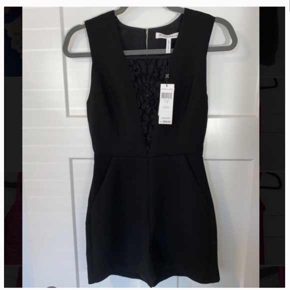 BCBG Black Lace Detailed Cutout Romper - Picture 1 of 8